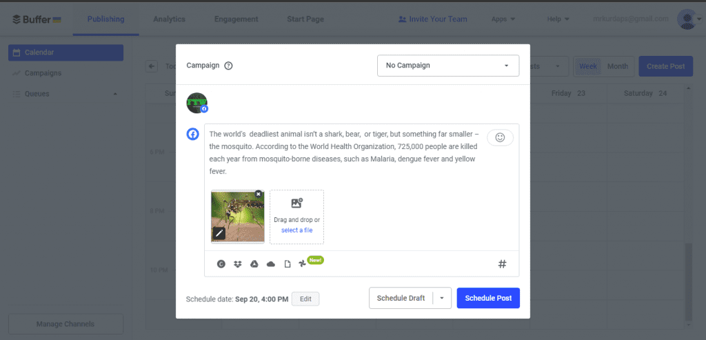 View of Buffer when you create a new post