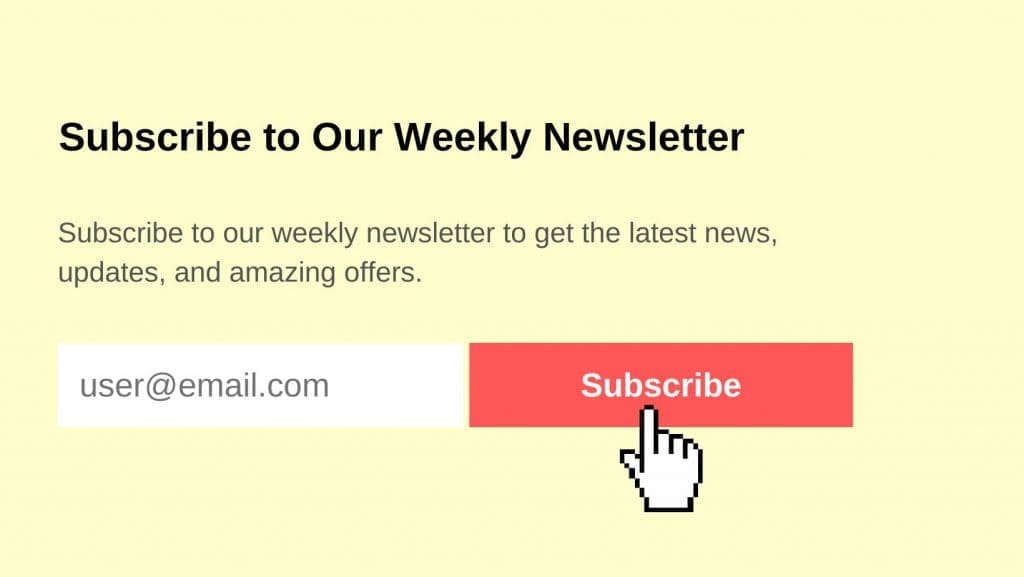 sample of email subscribe form to implement the best internet marketing strategies