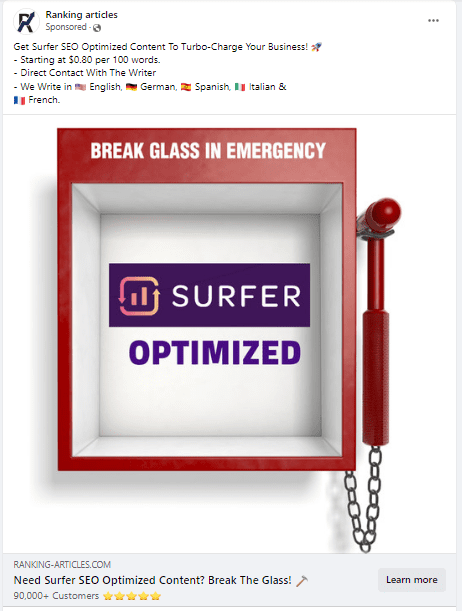 sample of a company that uses facebook ads implementing one of the best internet marketing strategies