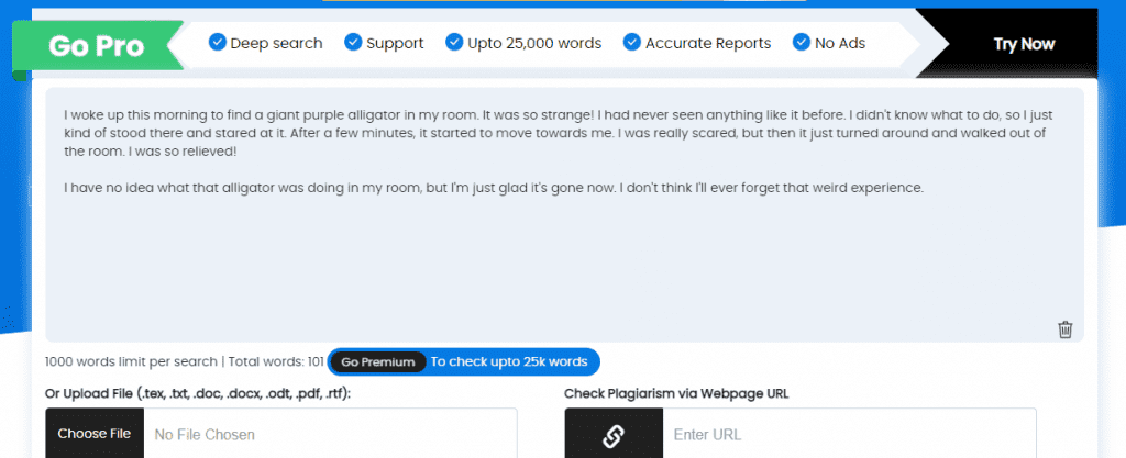 Duplichecker's tool that helps in content writing for beginners to check plagiarism on some parts of their article.