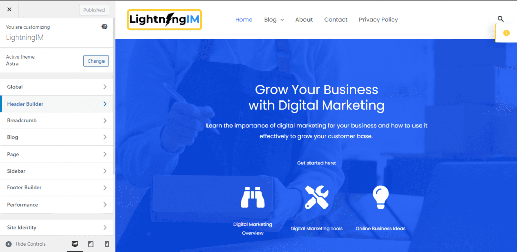 WordPress customizer