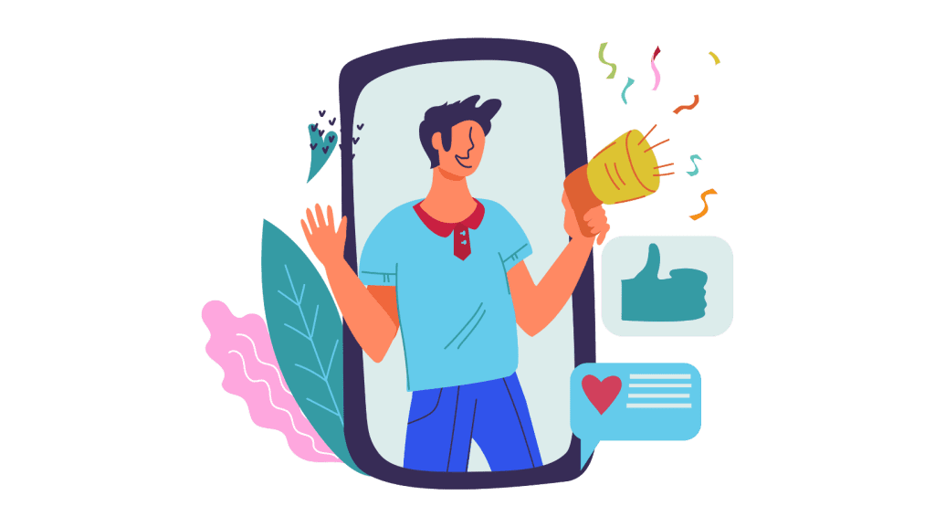 A graphic image of a social media influencer.