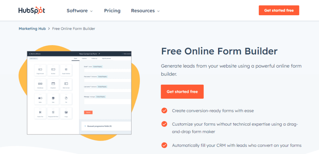 HubSpot form plugins for WordPress webpage