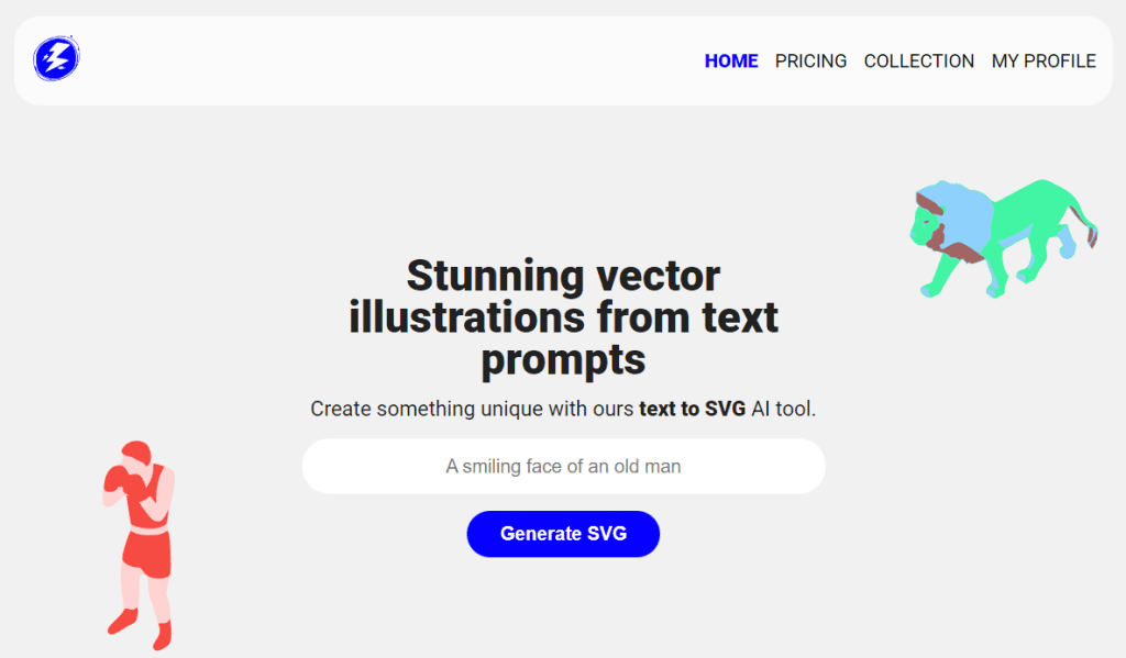 Illustroke AI svg image online generator web page
