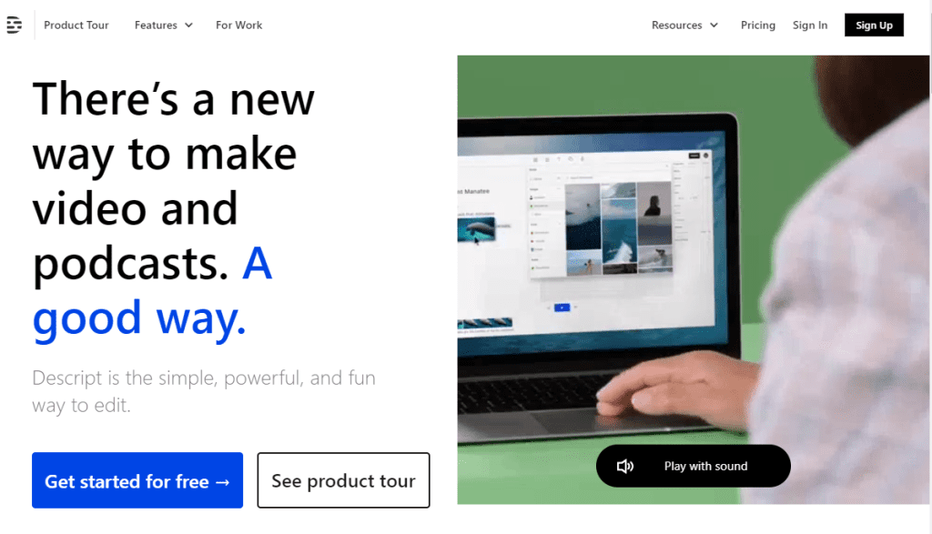 Descript AI-powered video editor website