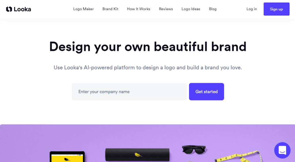 Looka AI tool for marketing website page