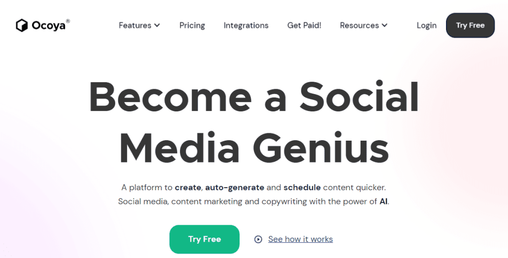 Ocoya AI marketing tool website