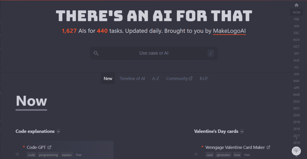 Theresanaiforthat website homepage