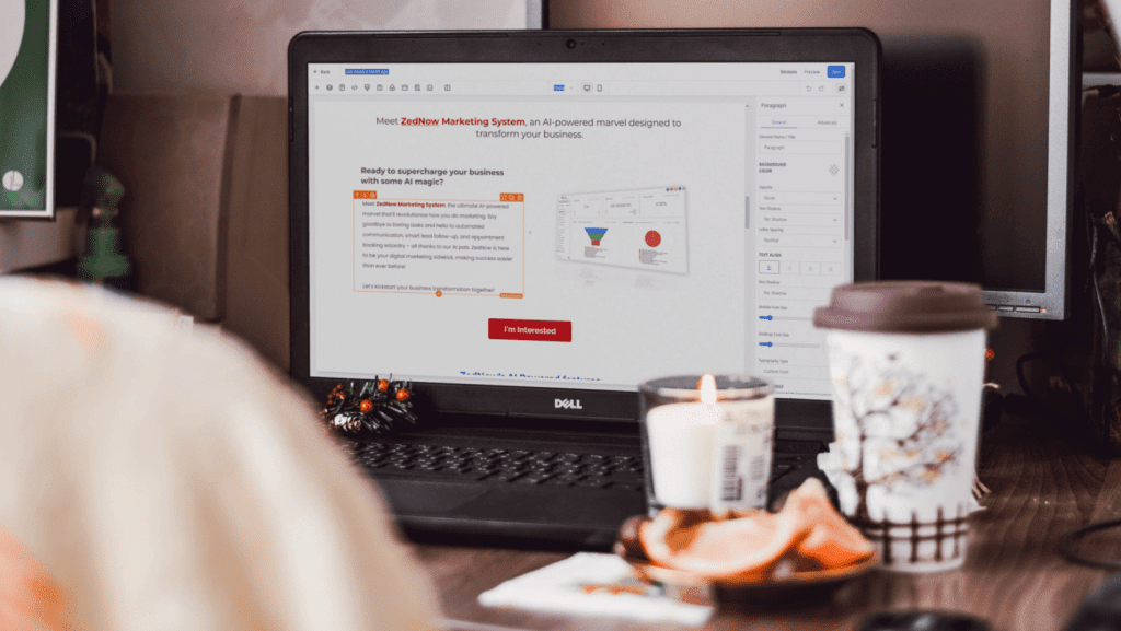 A marketer uses ZedNow website builder to create a marketing based website