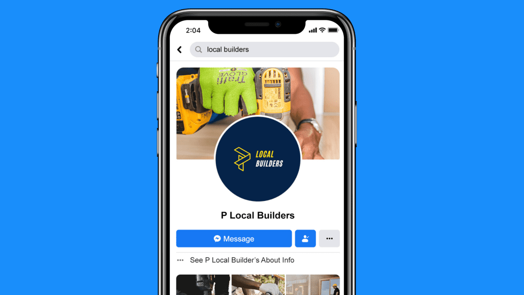 Example business page of a local builder company.