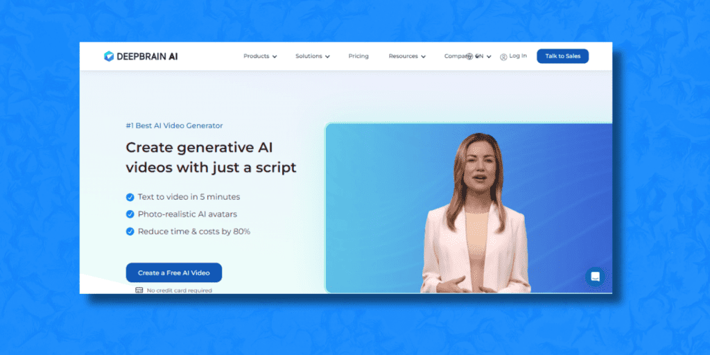 Homepage of Deepbrain AI tool.