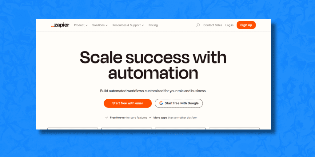 Zapier homepage.