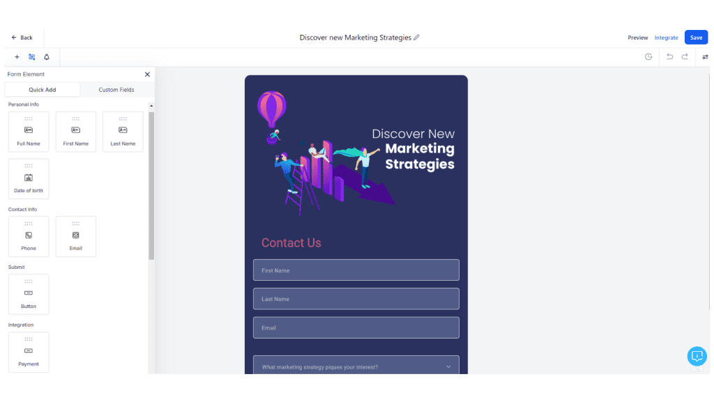 Screenshot of ZedNow's forms and surveys builder.