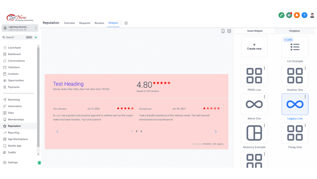 ZedNow's tool for online reputation management in digital marketing.