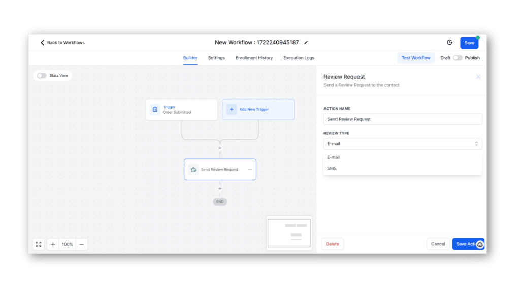 Review management added in the workflow.