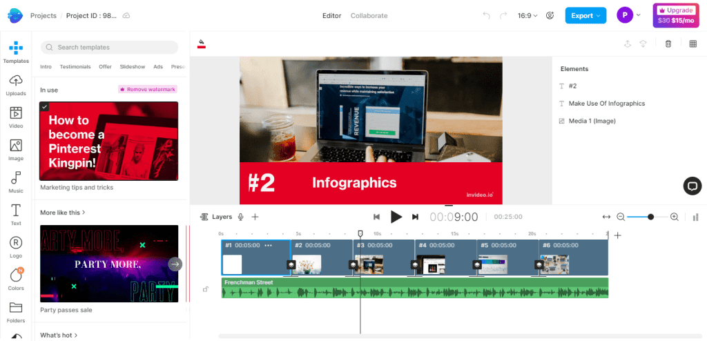 Creating a video using Invideo, the best marketing tools for small businesses in terms of video creation.
