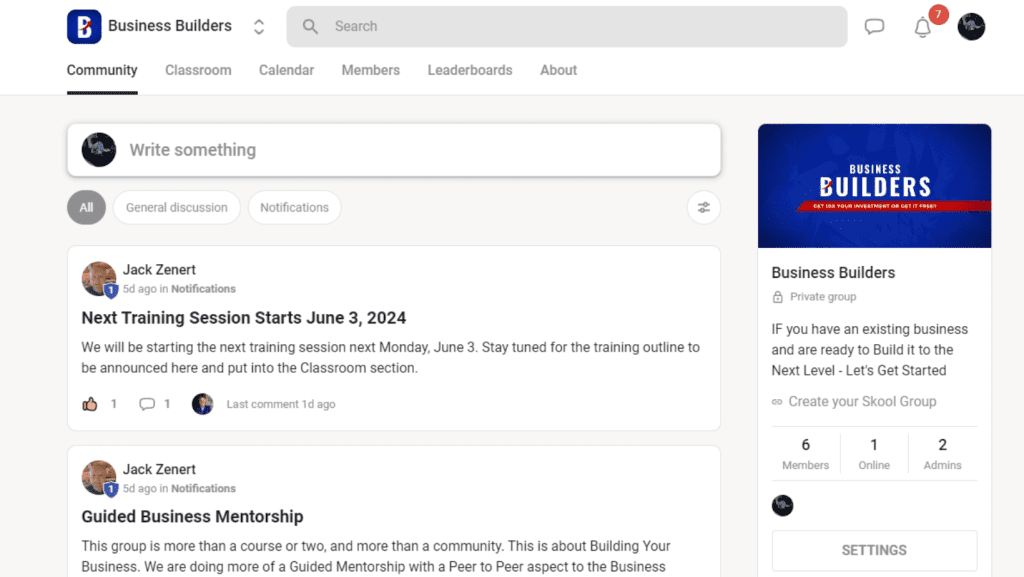 Skool is one of the best marketing tools for small businesses perfect for creating courses and community.
