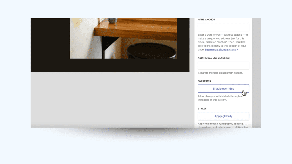 Overrides, , one of the features included in WordPress 6.6 updates.