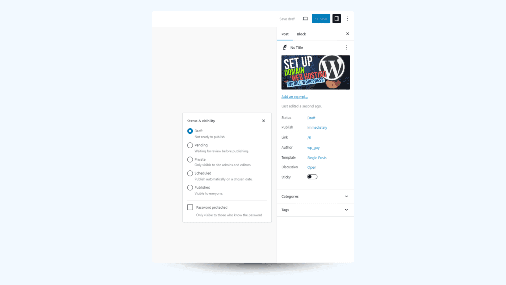 The new look of publish in post editor.