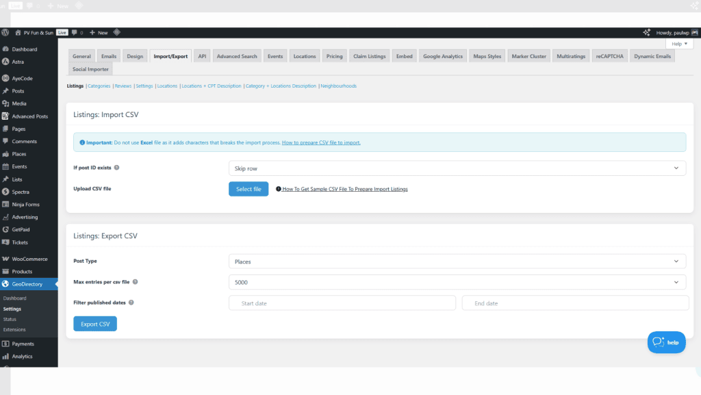 How to build a directory website importing listings data using CSV.