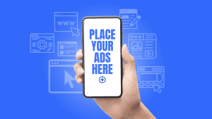 Phone with an ad display representing the best places to advertise your business.