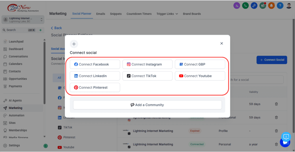 Automated Social Posting Supported Platforms
