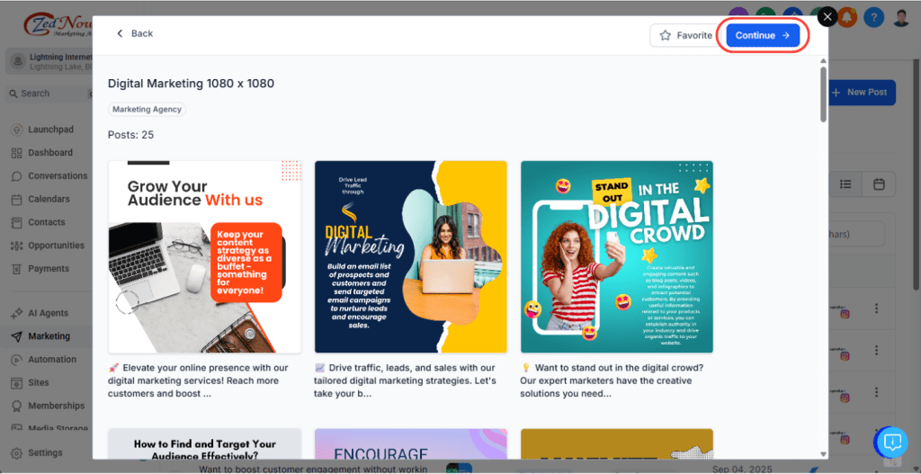 Click Continue Button