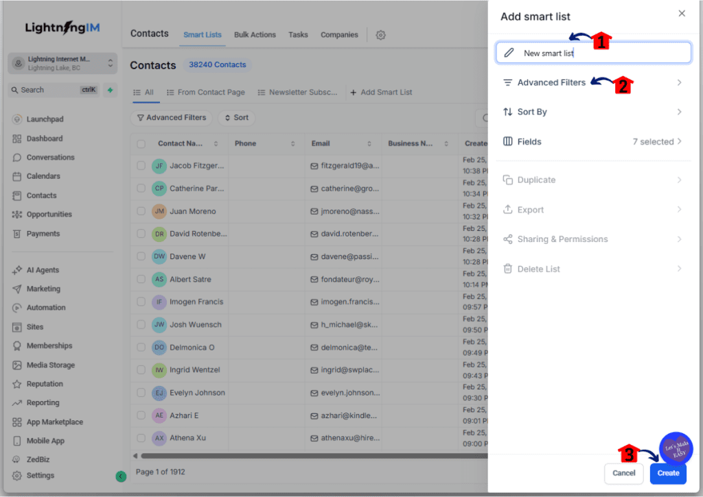 Creating a Smart List