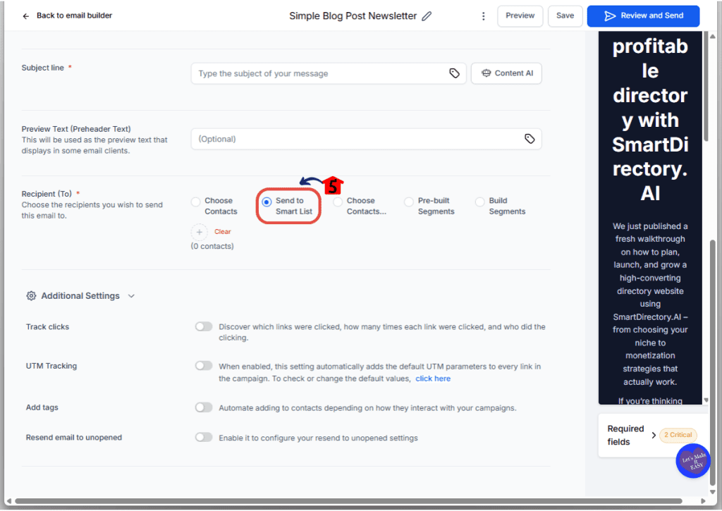 Sending Mass Emails Recipient Setup