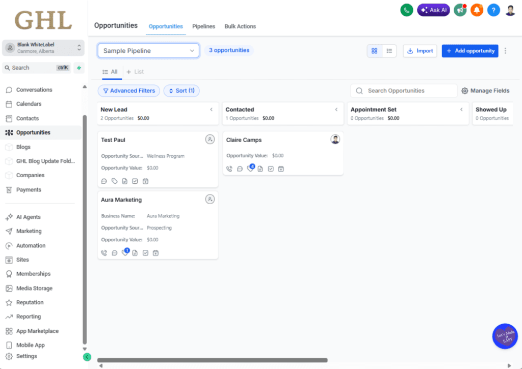 GoHighLevel for beginners basic pipeline
